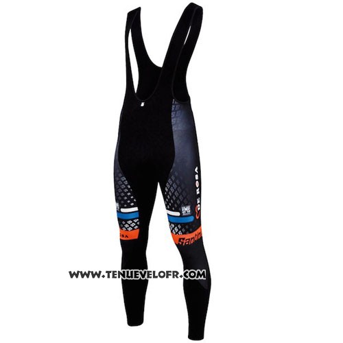 2015 Maillot Ciclismo DE Rose Noir et Orange Manches Longues et Cuissard